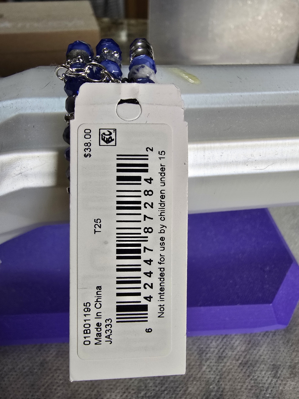 Anne Klein Blue Beaded Multi Strand Stretch Bracelet Silver Charms NWT - Picture 4 of 4